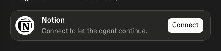 The agent asking for a connection, in chat