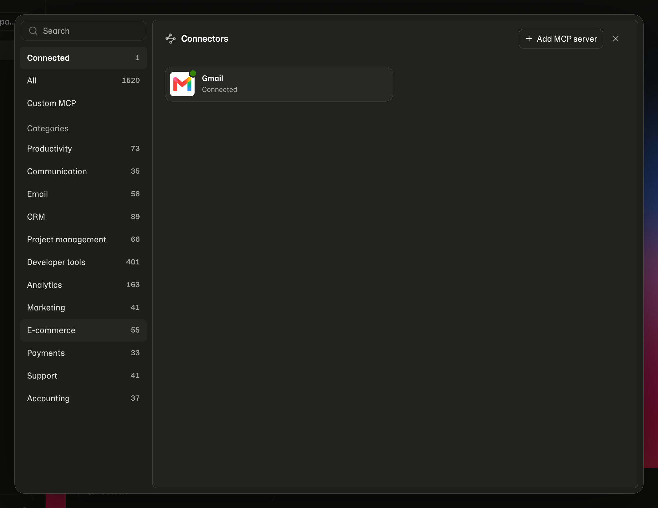 The Connected tab