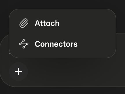 The + menu in the chat composer