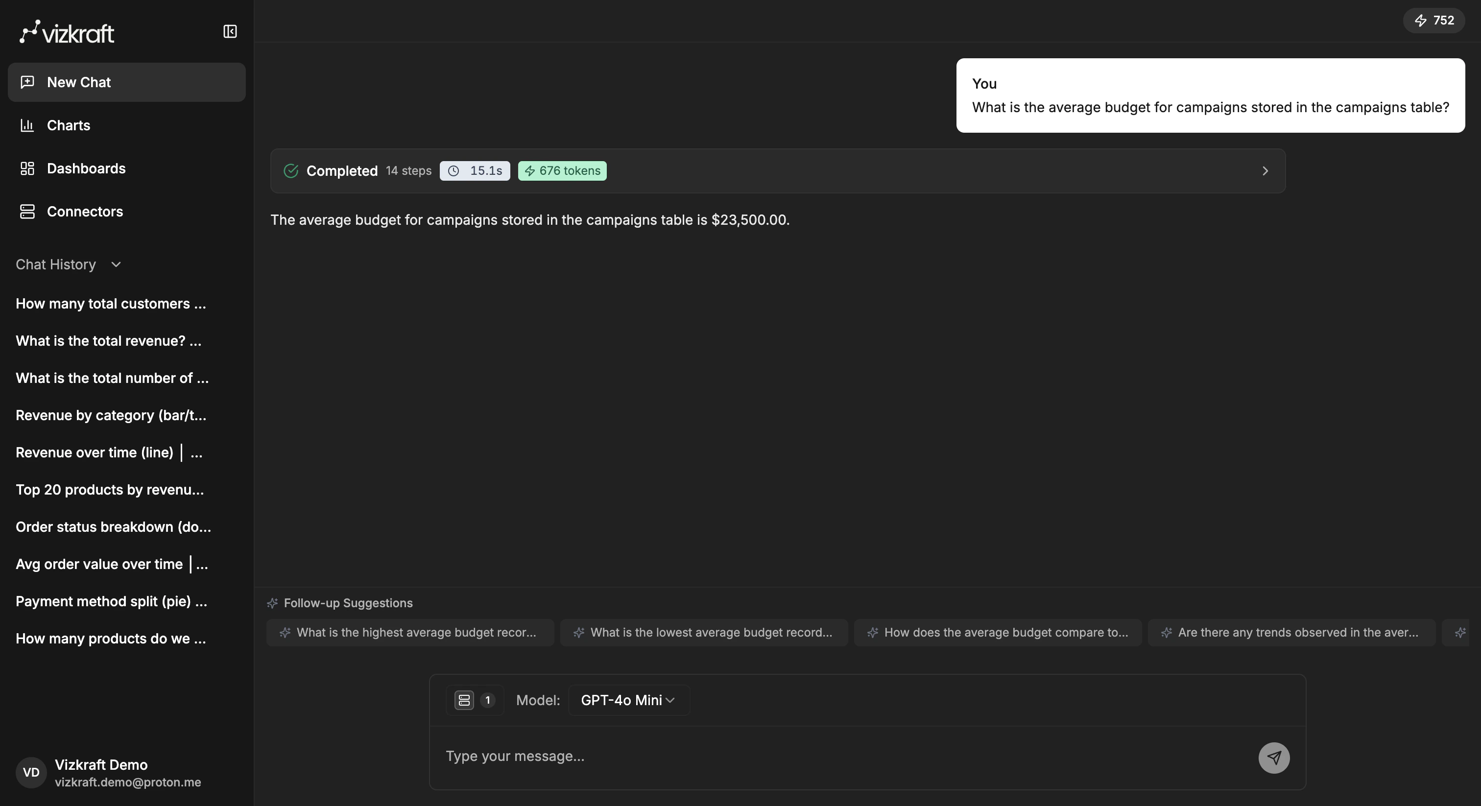Chat thread showing follow-up suggestions below the latest answer
