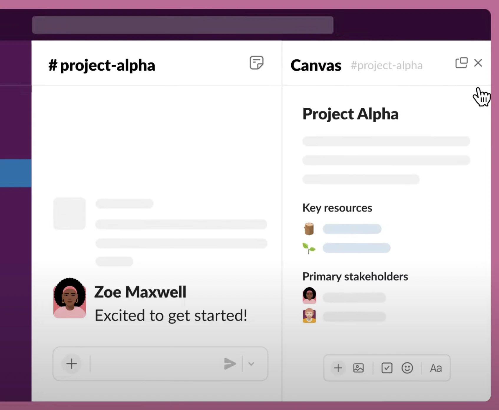 Slack canvas interface