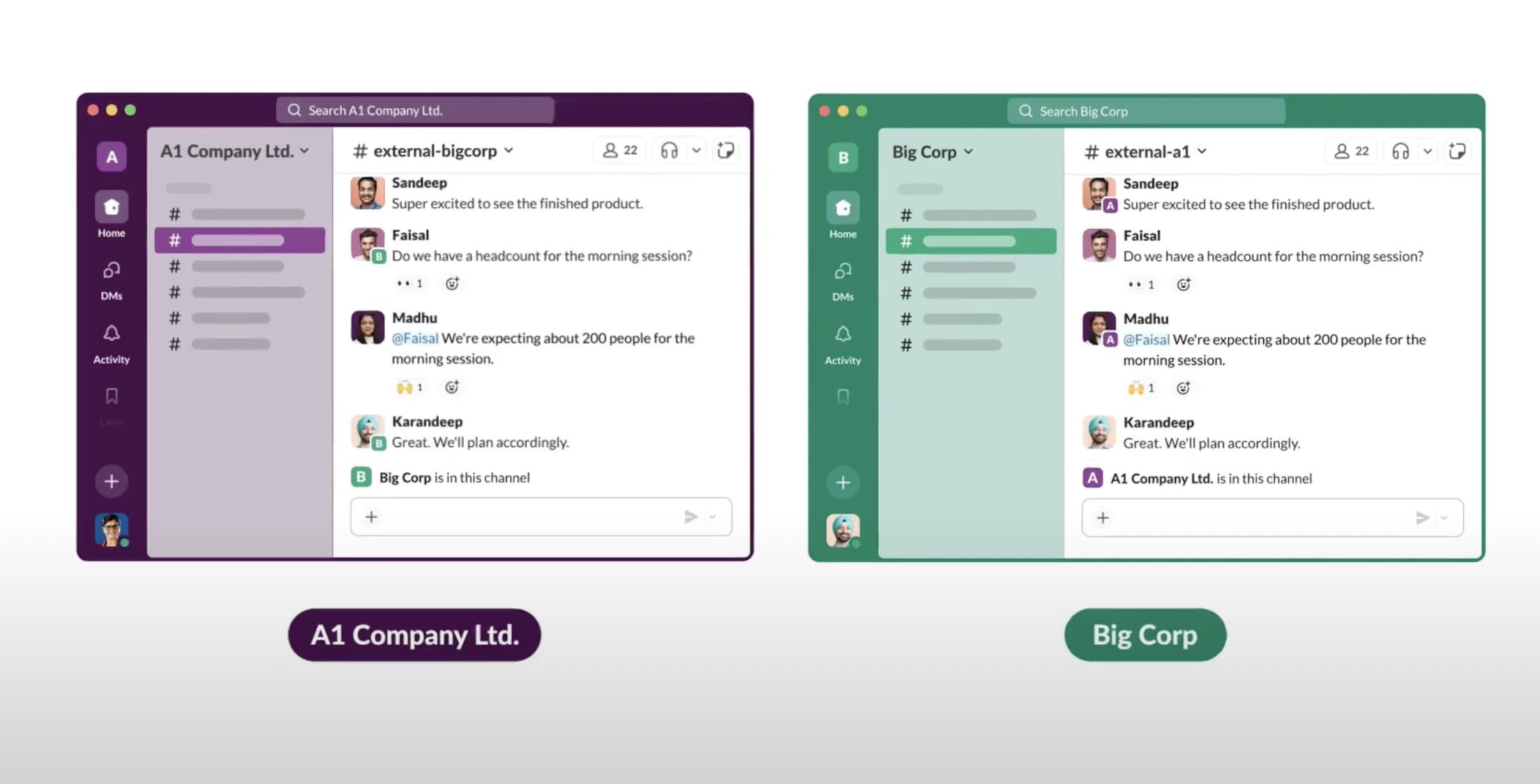 Slack connect interface