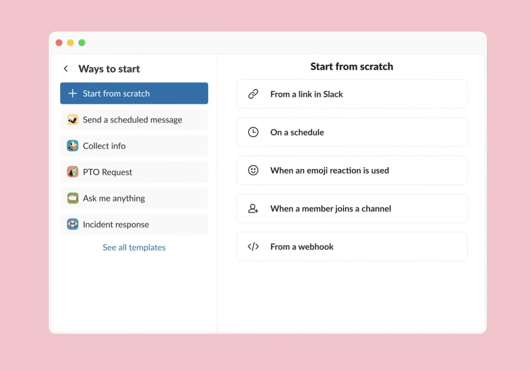 Slack workflow builder