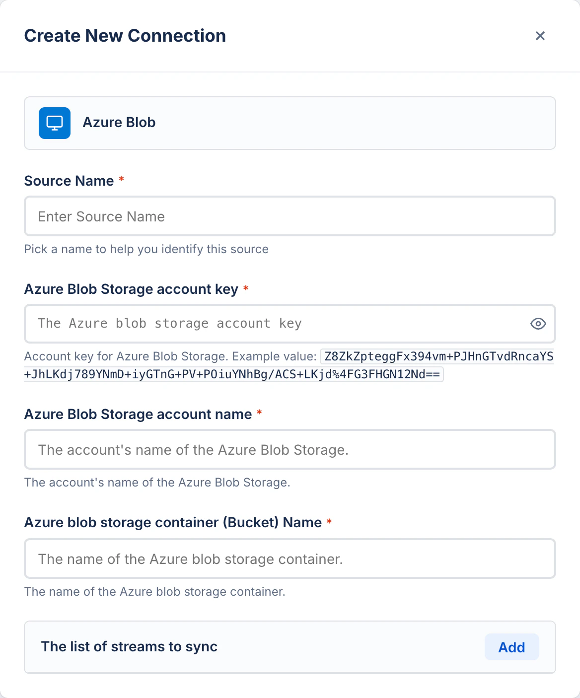 Original Create New Connection form