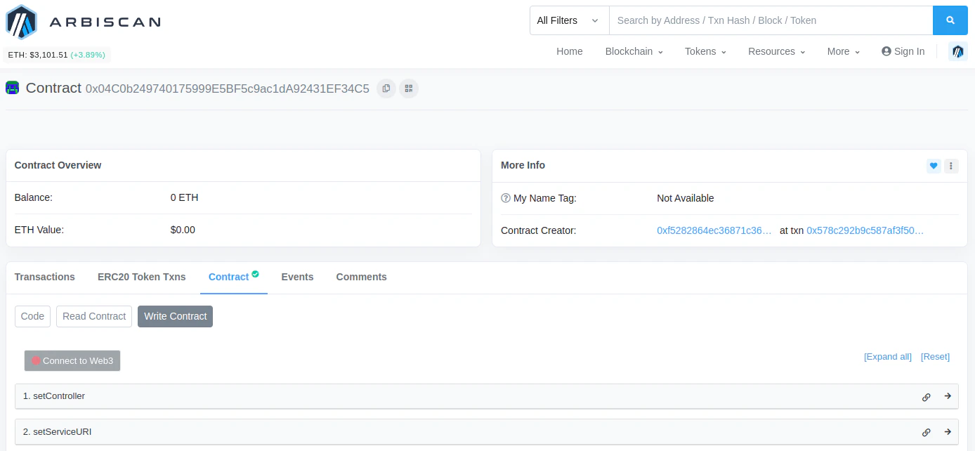AIServiceRegistry Contract Page