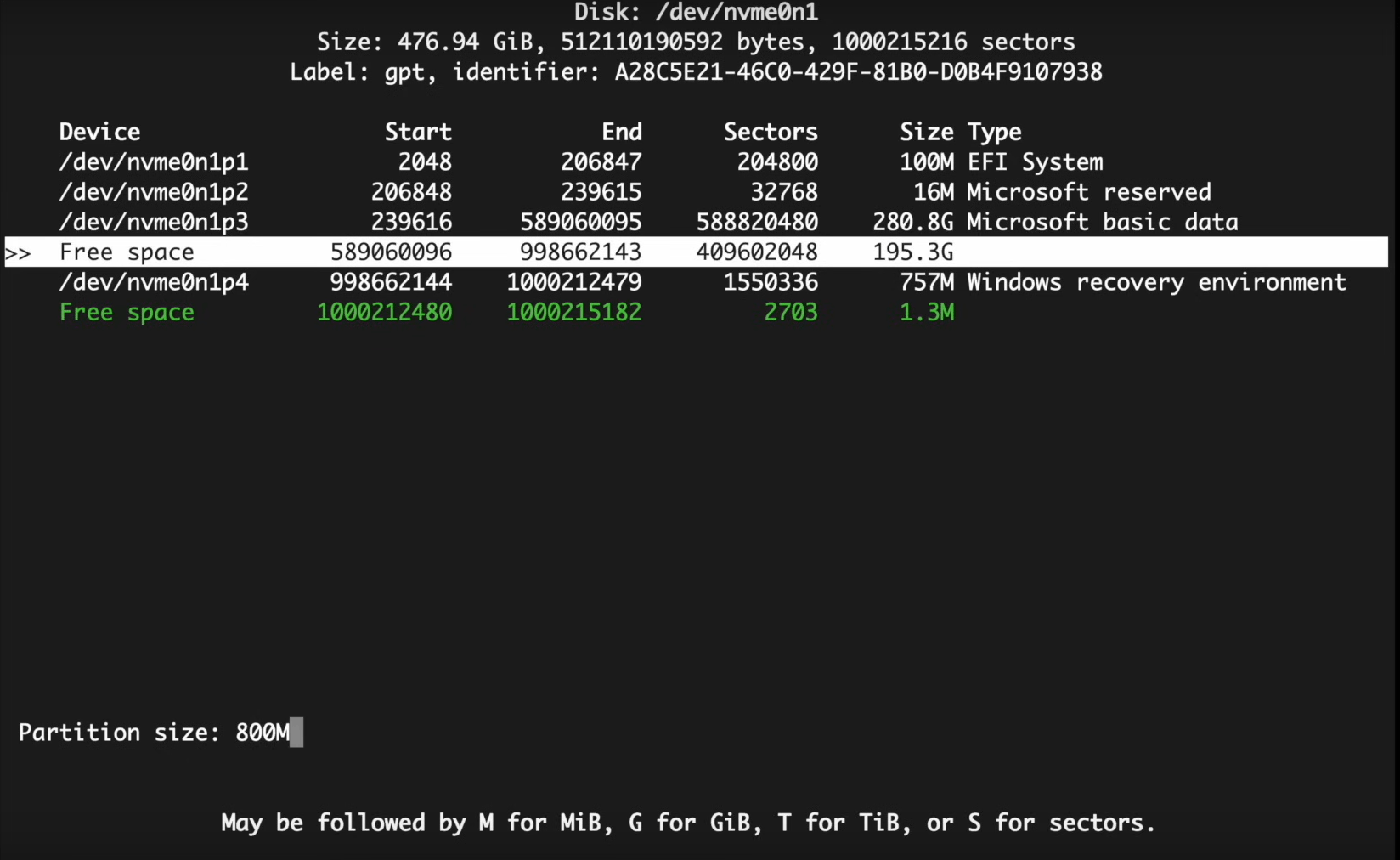 Arch Create Partition Image
