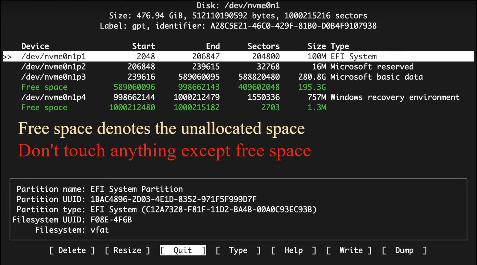 Arch Partition Table Image