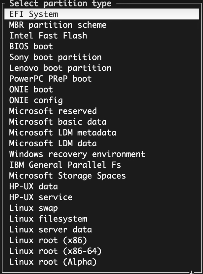 Arch Select Partition Type Image