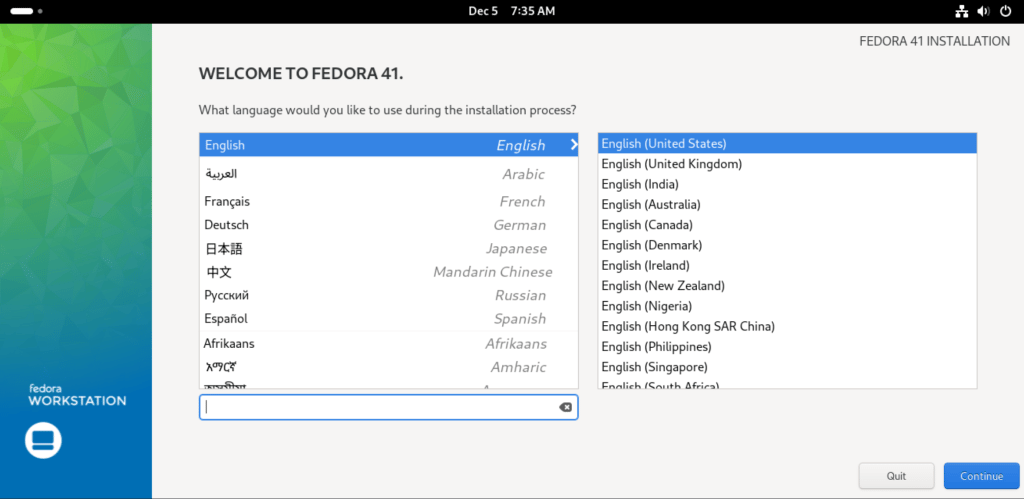 Language and Keyboard