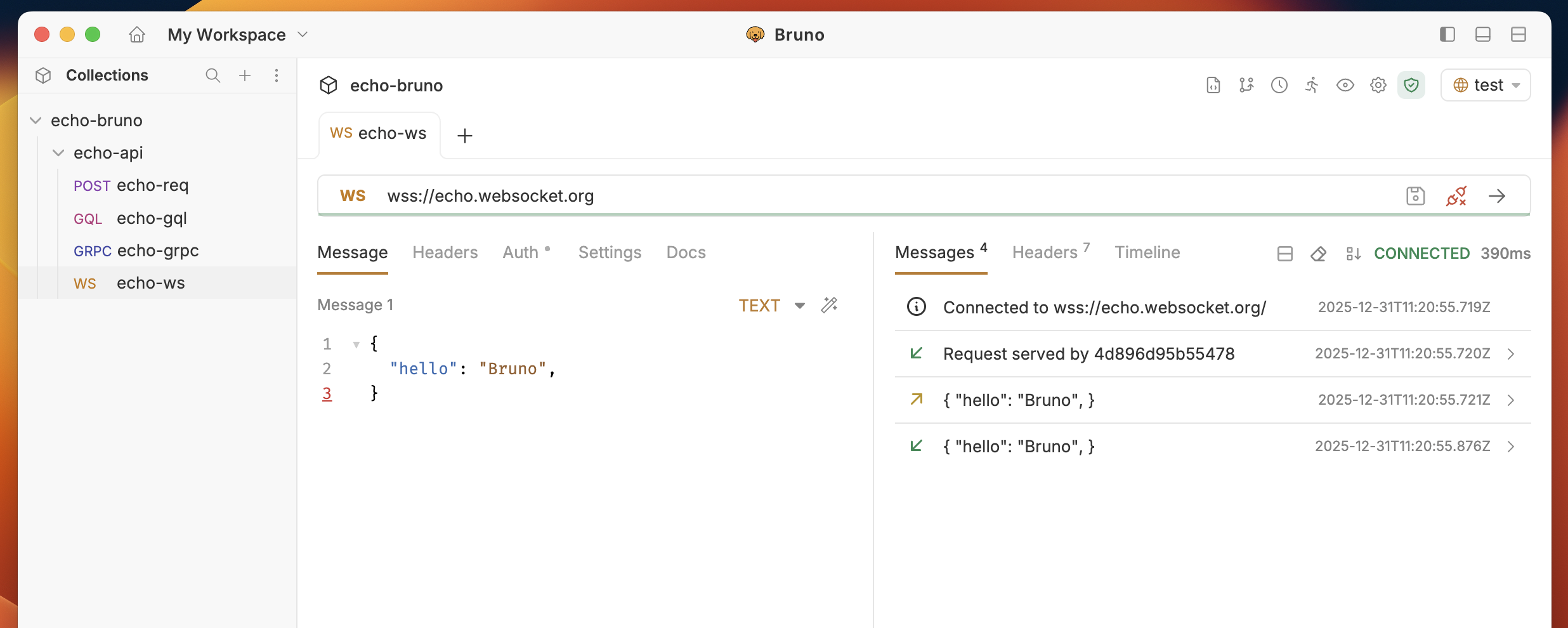 Send WebSocket Request