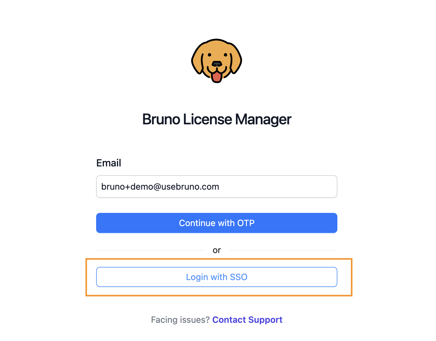 Login with SSO in Bruno License Portal