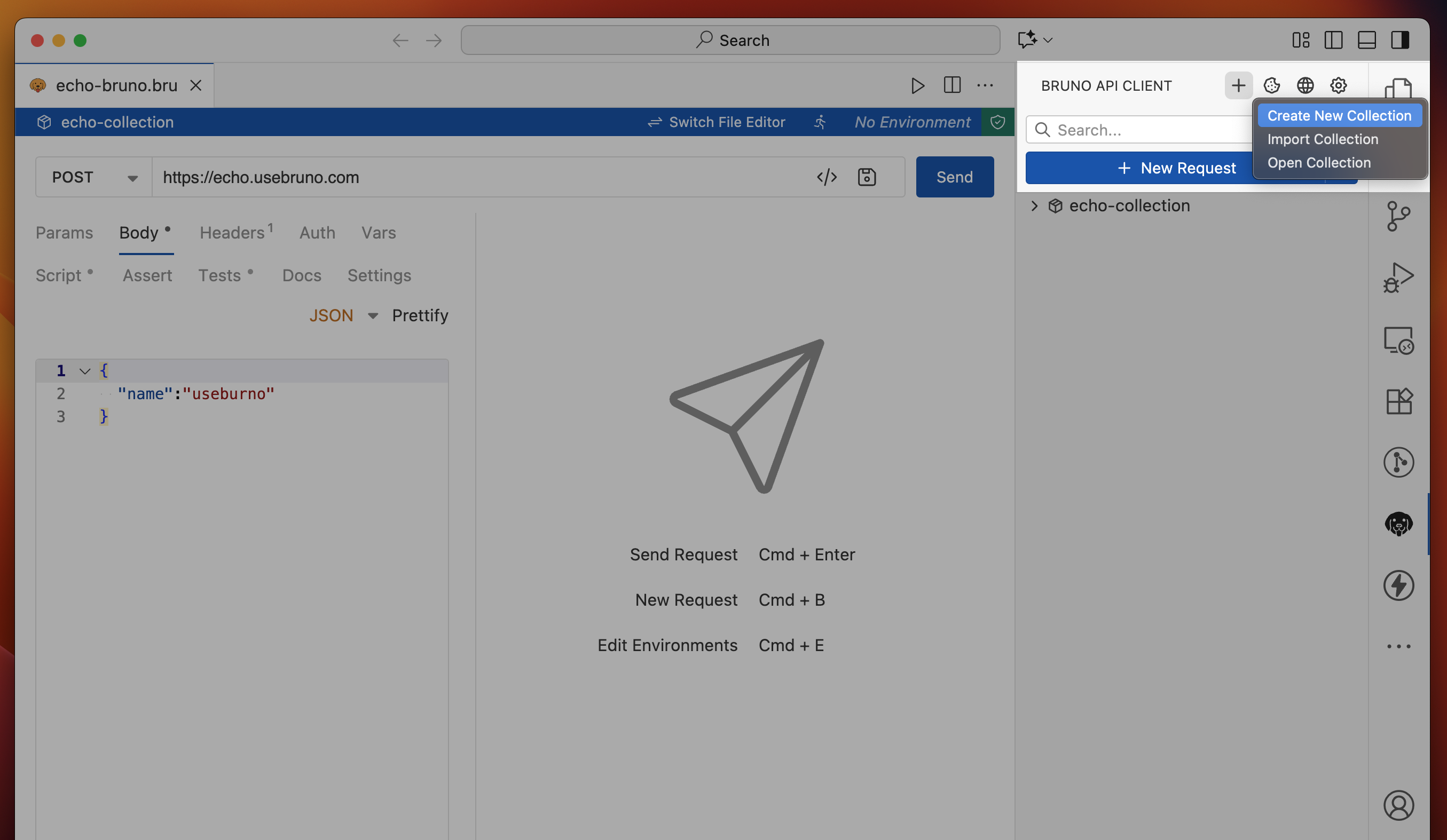 VS Code Extension Create Request