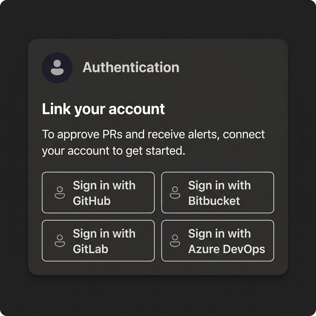 GAssist authentication card with sign-in buttons for GitHub, Bitbucket, GitLab, and Azure DevOps