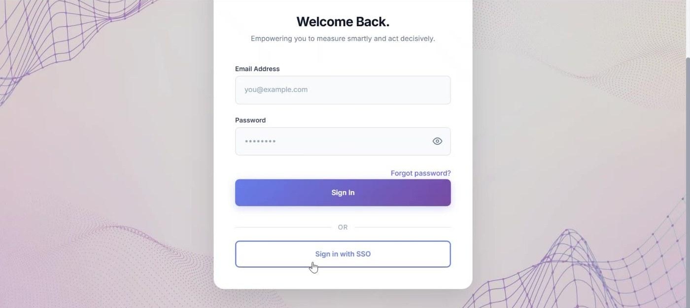 G360 login page with email and password fields and a Sign in with SSO button below