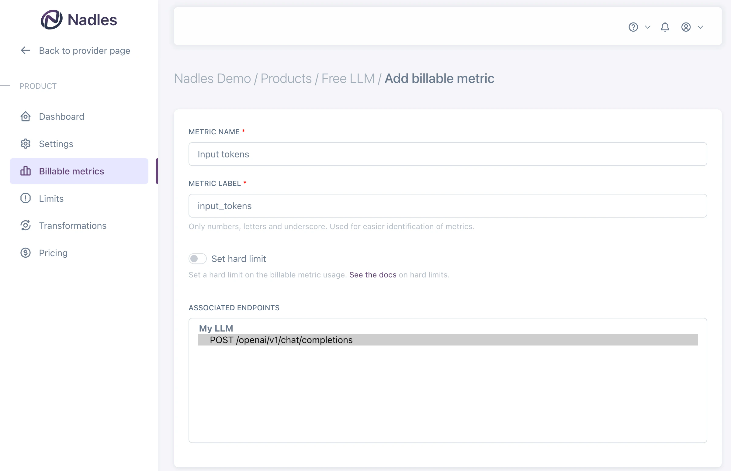 Adding billable metrics