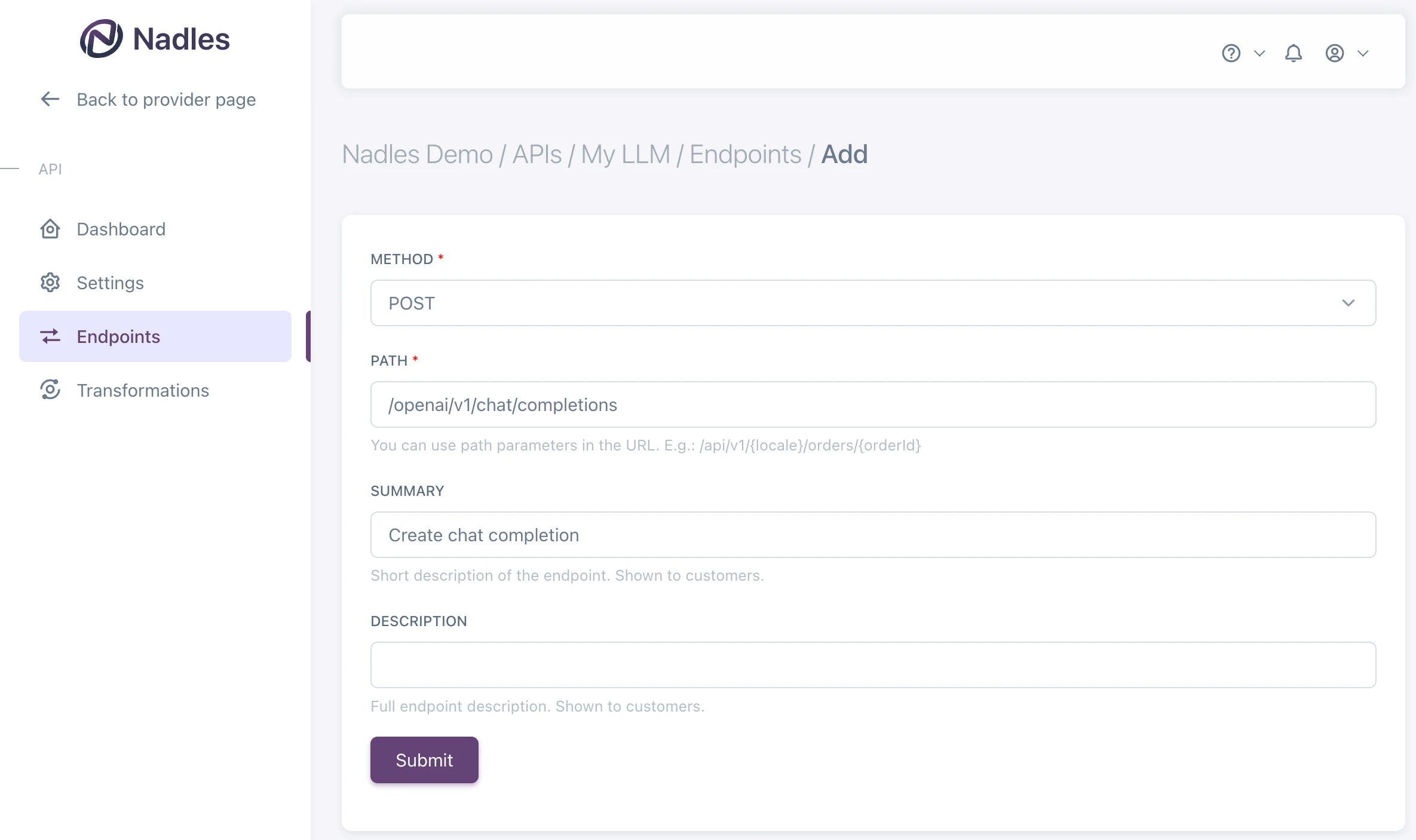 Adding an LLM endpoint