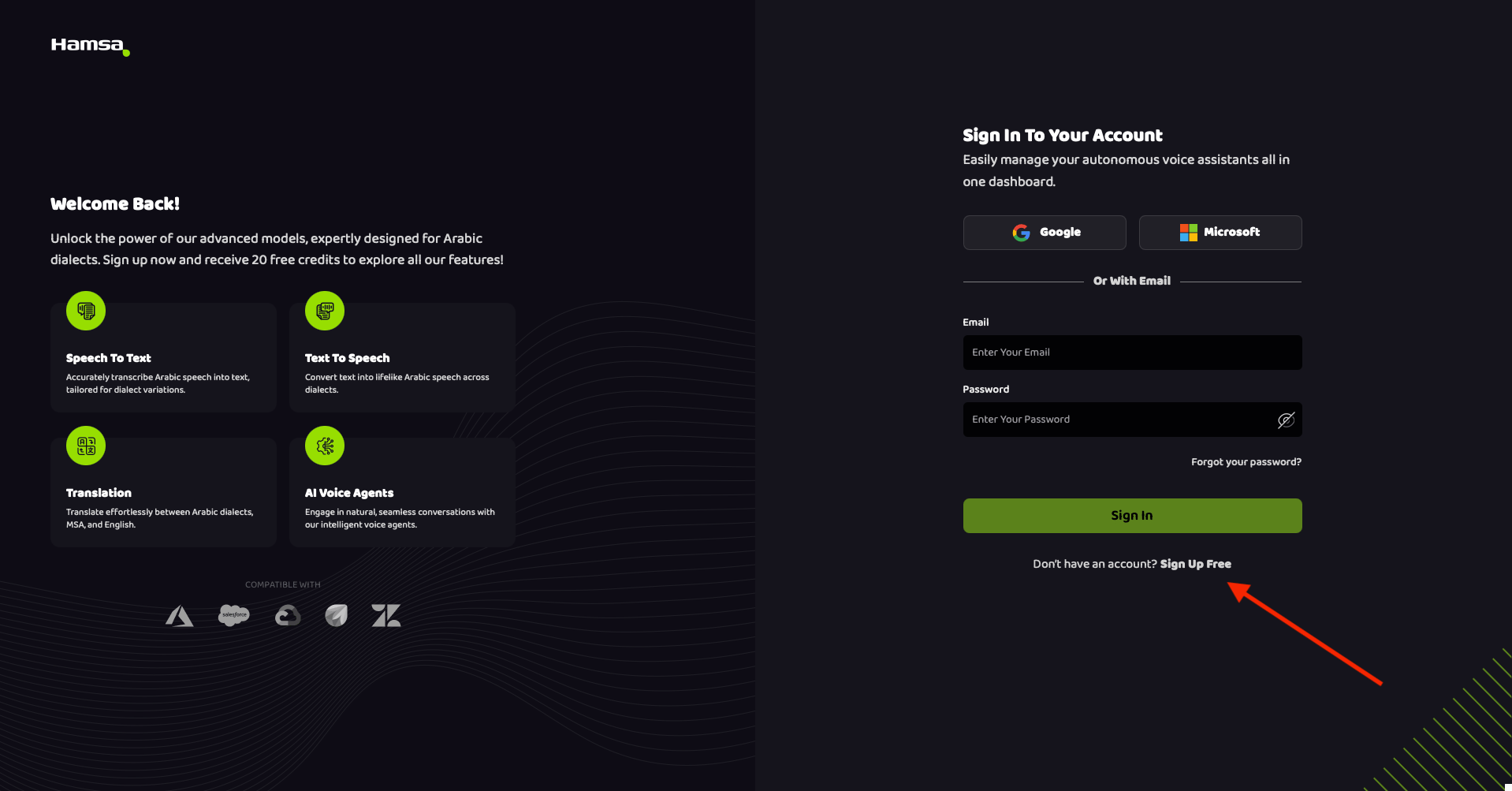 hamsa signup home button