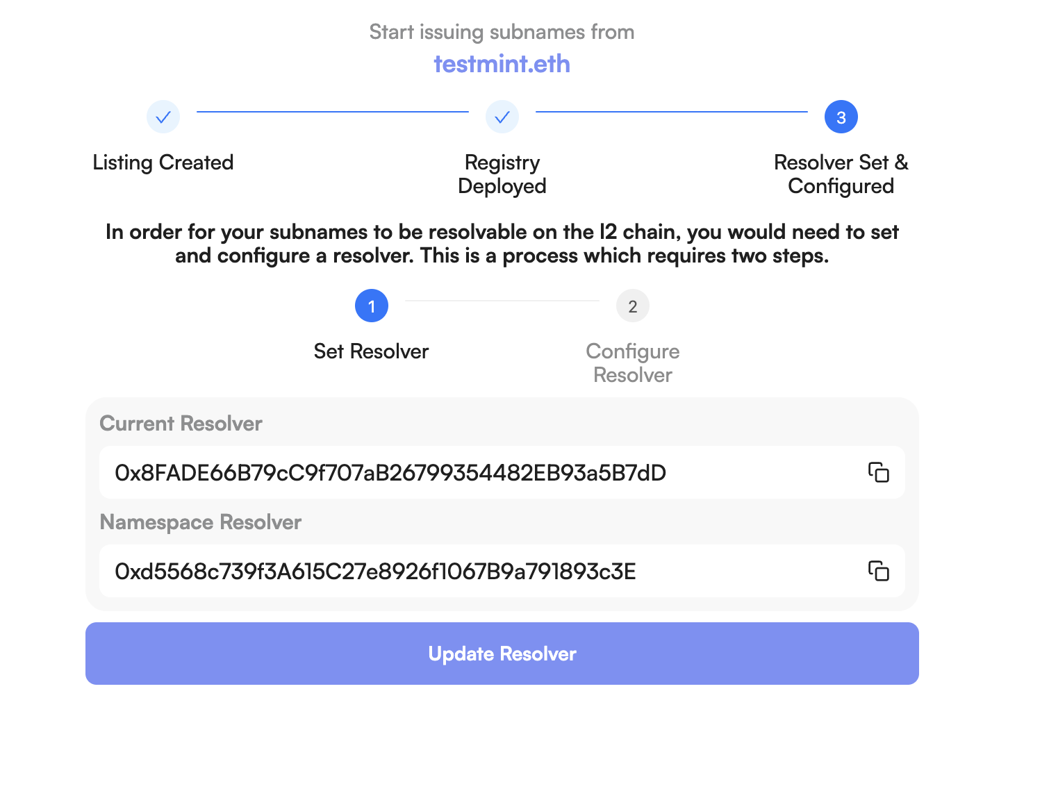 Set resolver to Namespace Hybrid Resolver