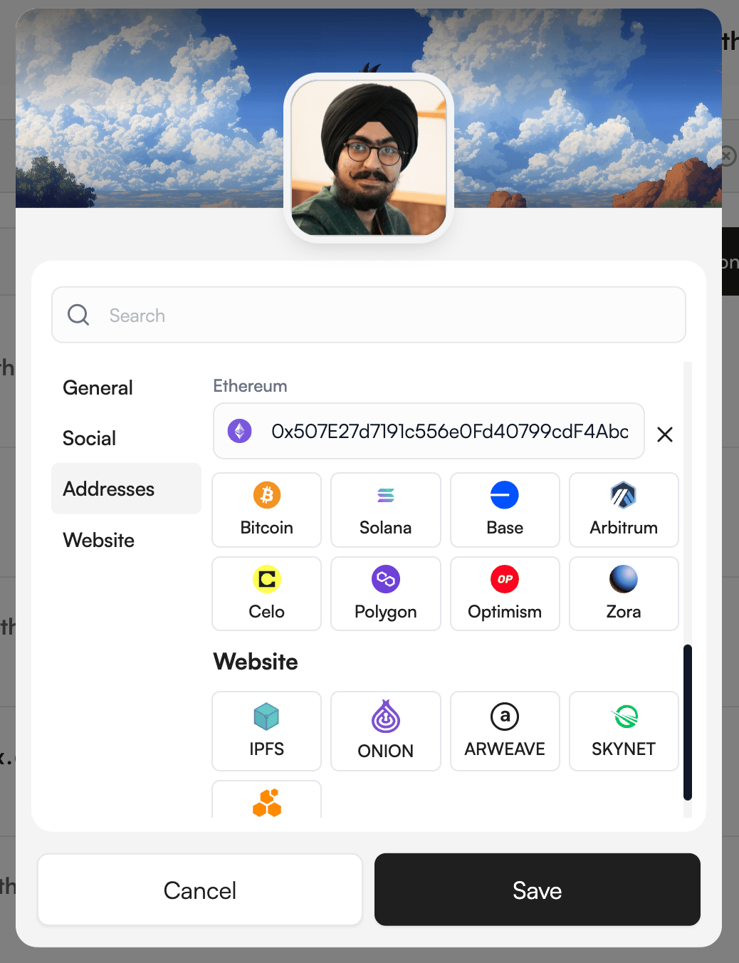 Address record editor for an offchain subname