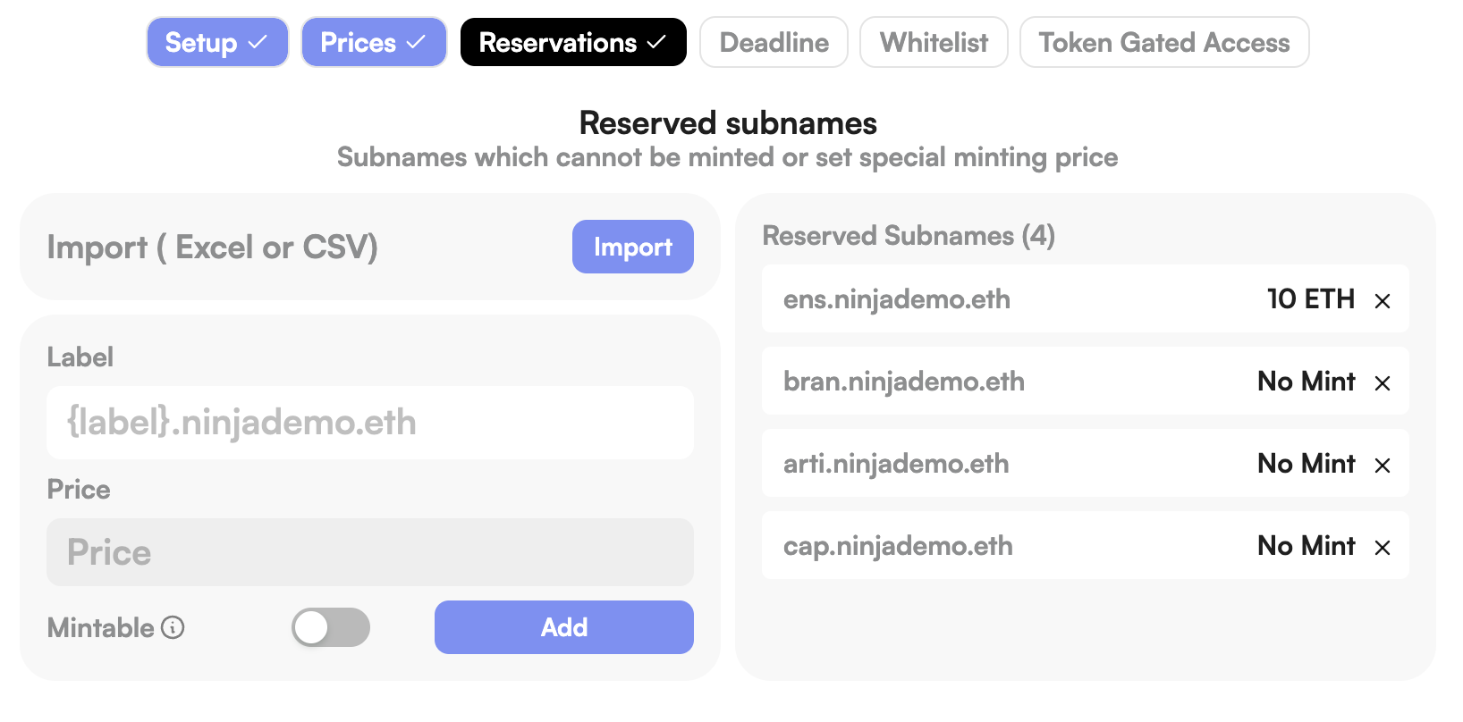 Reserve or blacklist subnames