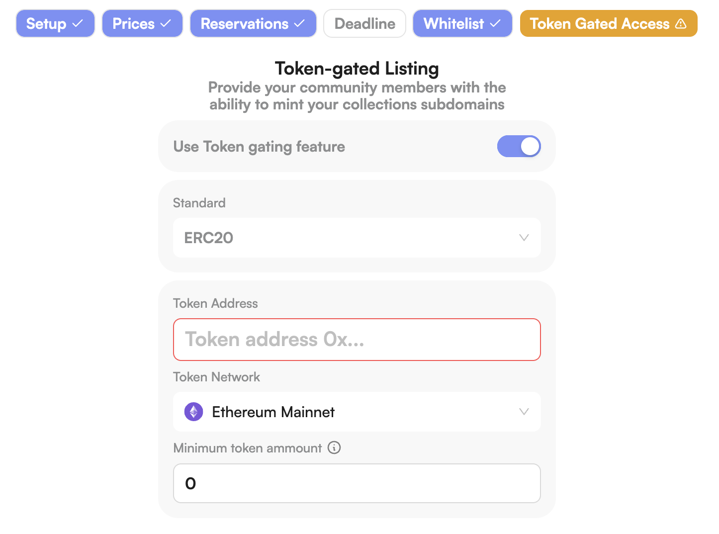 Enable token-gated minting