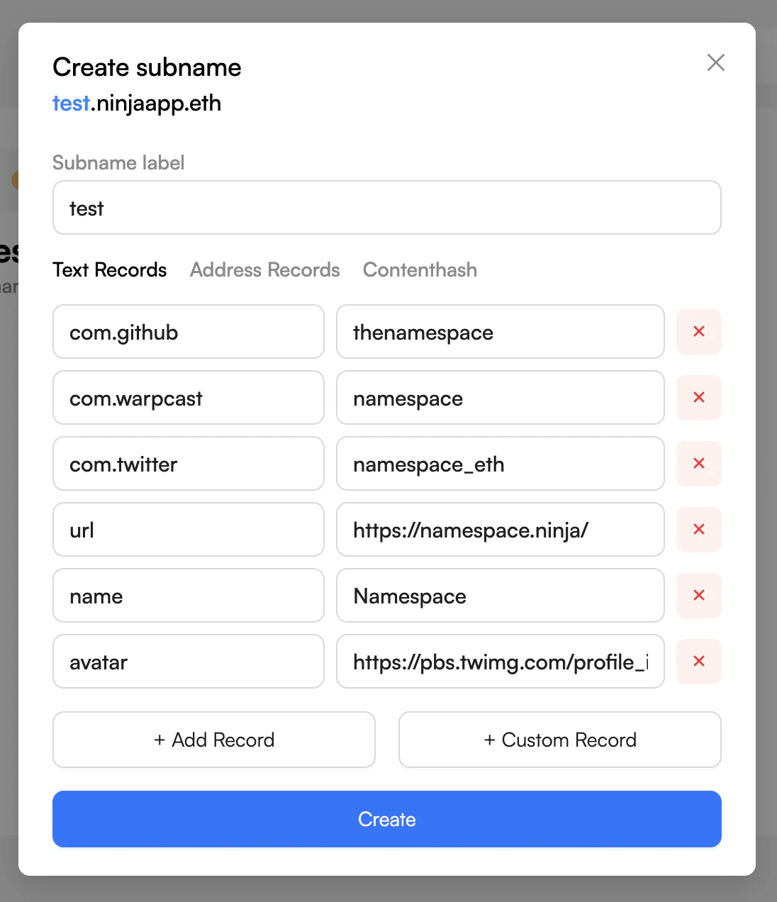 Edit Address Record screenshot