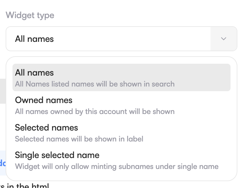 Choosing the Widget Type