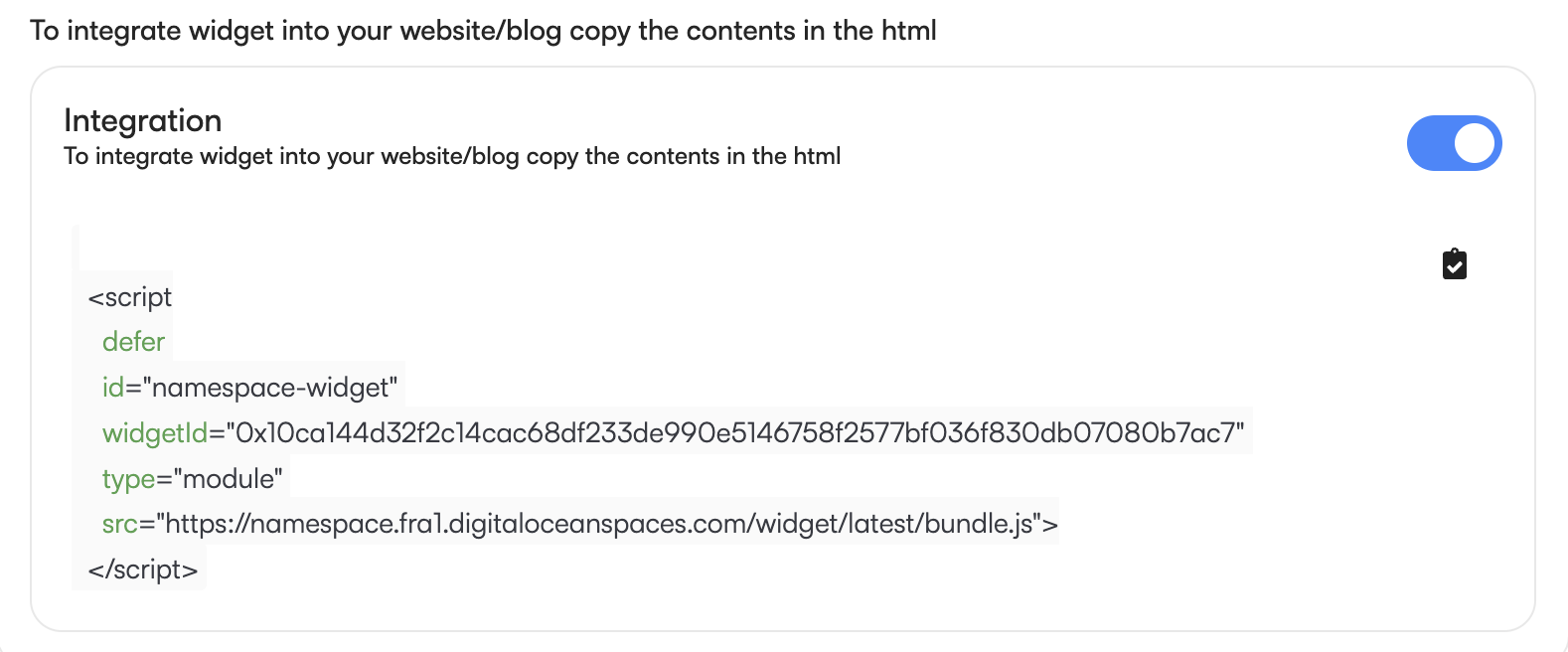 Adding the Widget to your Website