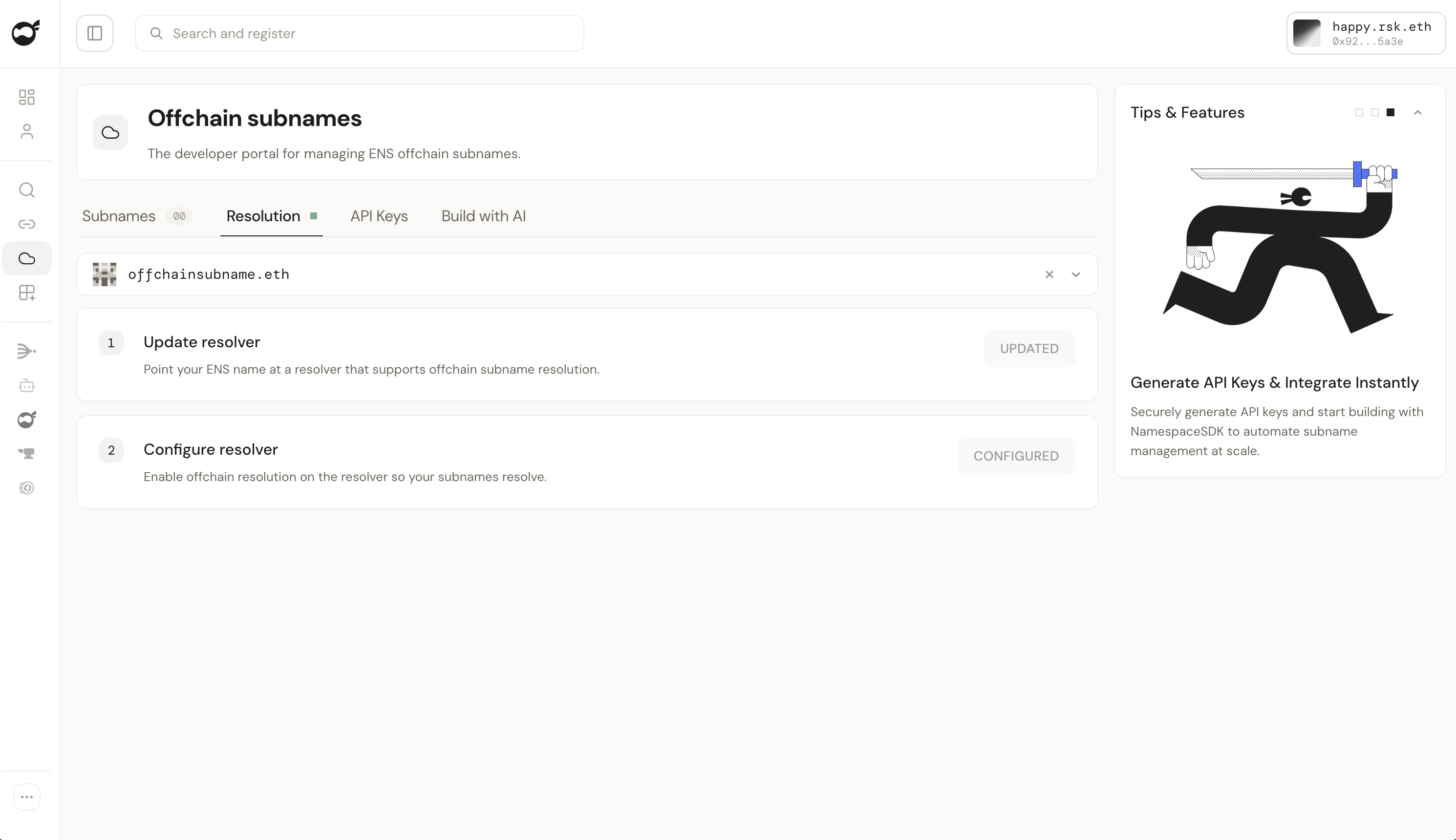 Resolution setup completed with Updated and Configured statuses