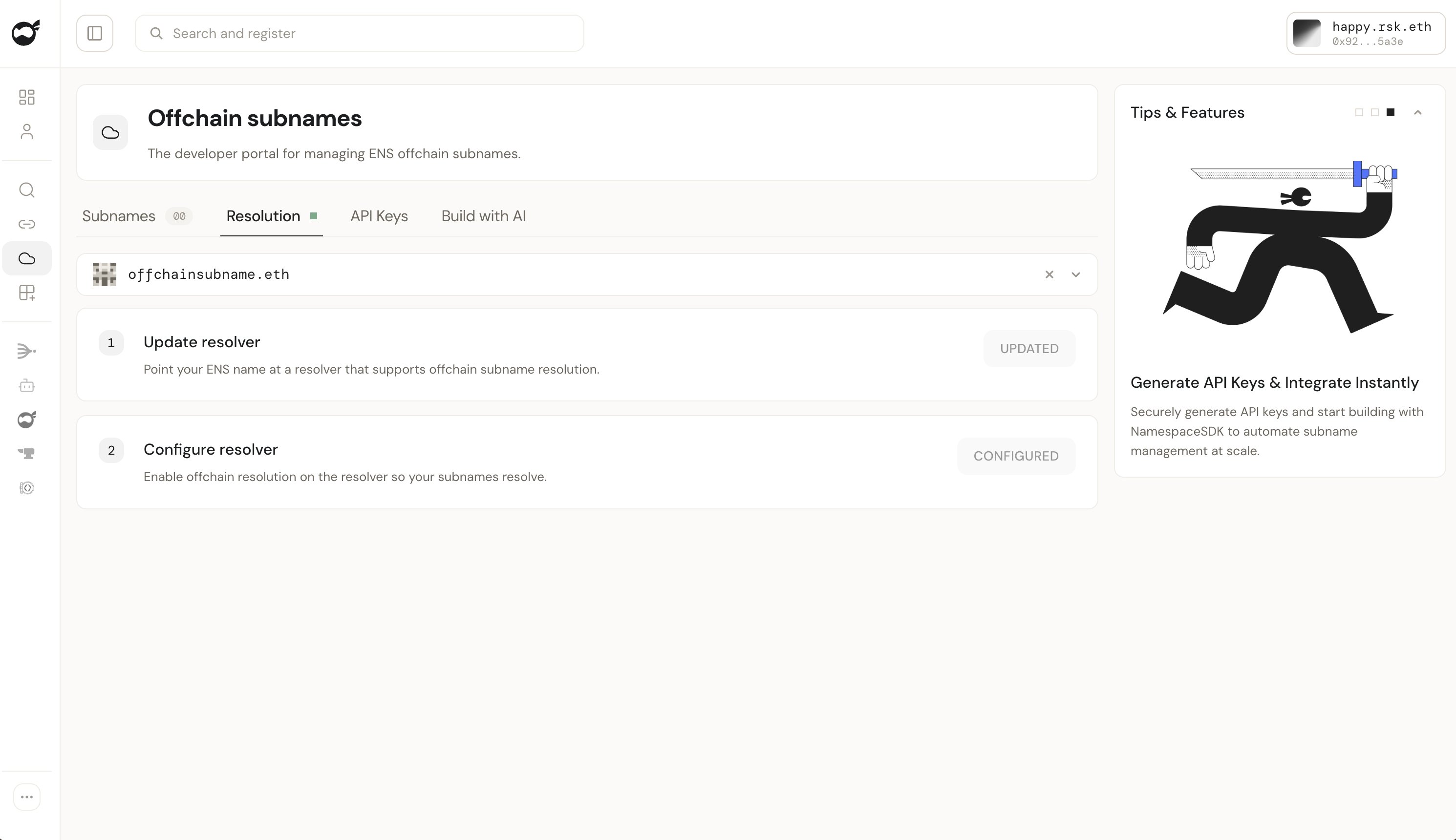 Resolution setup completed with Updated and Configured statuses