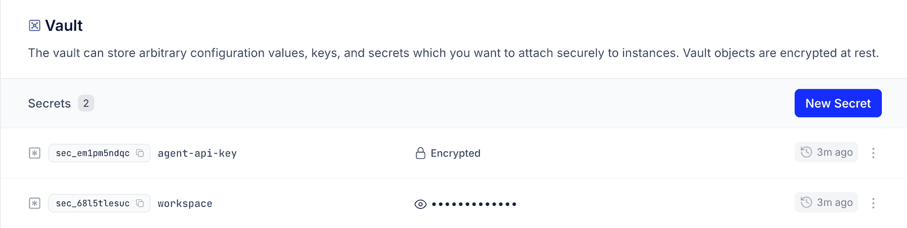 Vault secrets