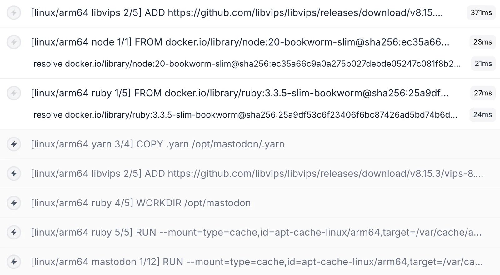 cached build steps