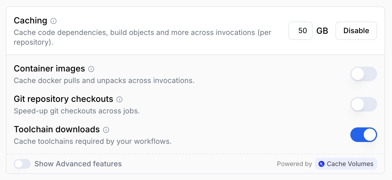profile toolchain download caching