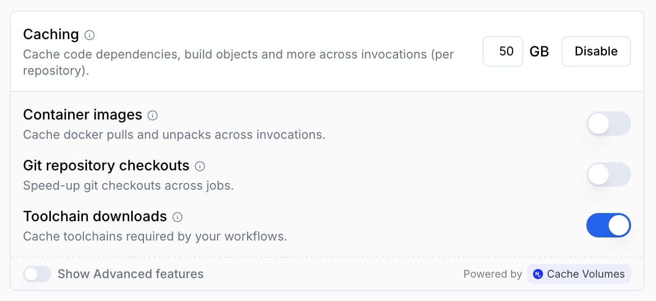 profile toolchain download caching