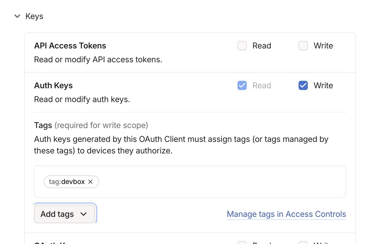 Tailscale scopes and tags for Namespace workload identity