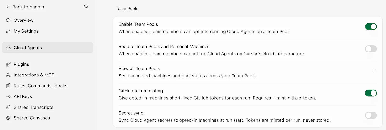 Cloud Agents dashboard