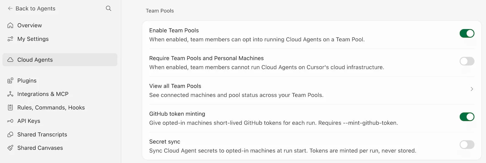 Cloud Agents dashboard