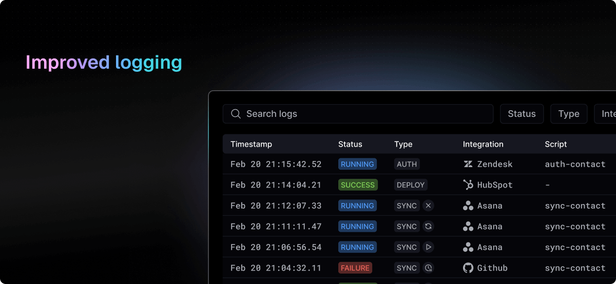 Improved logging screenshot