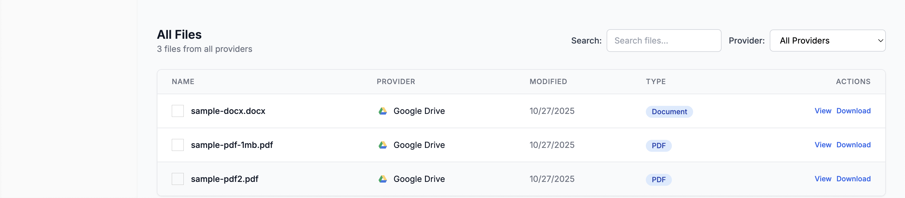 Synced files and folders in the UI