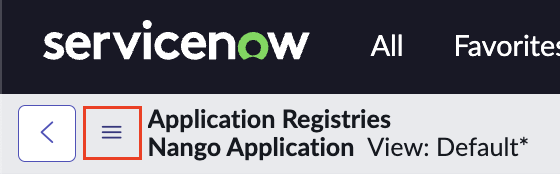ServiceNow Application Registry