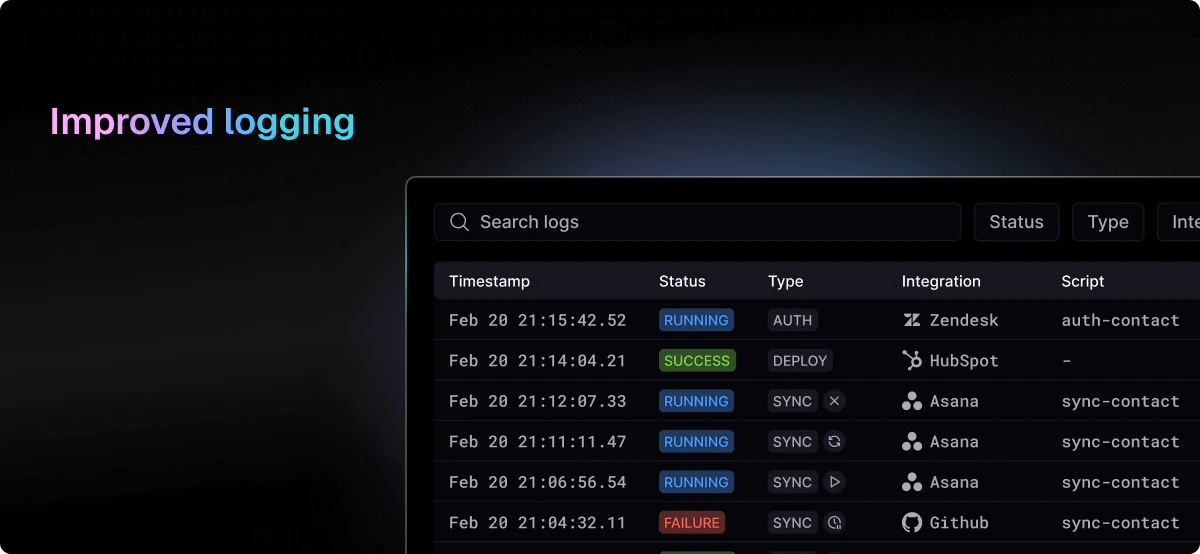 Improved logging screenshot