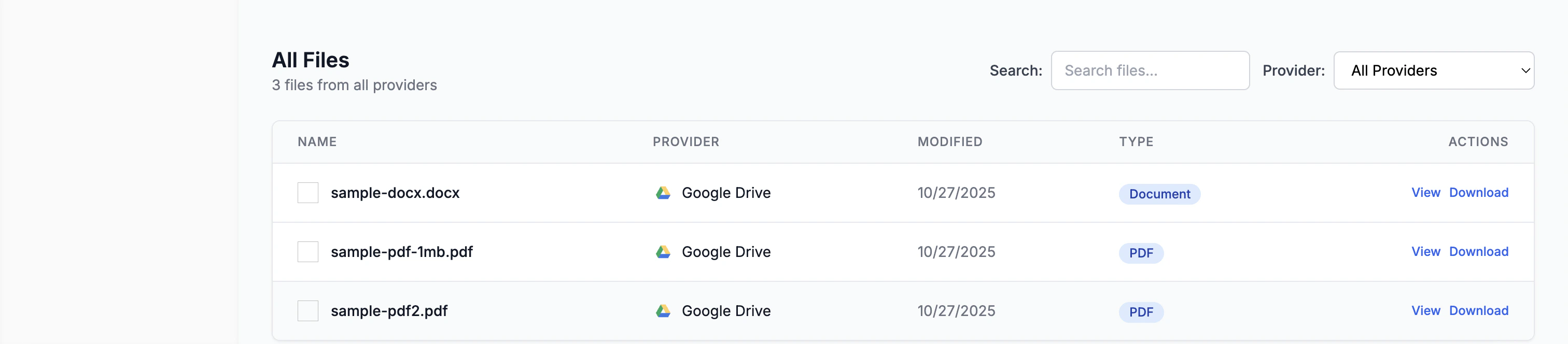 Synced files and folders in the UI