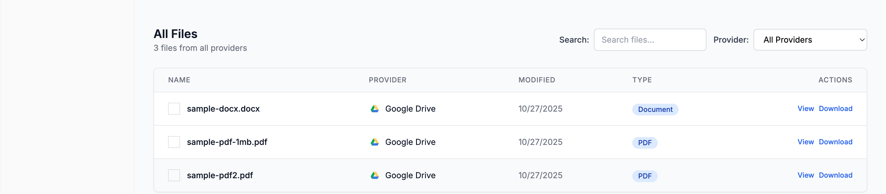 Synced files and folders in the UI