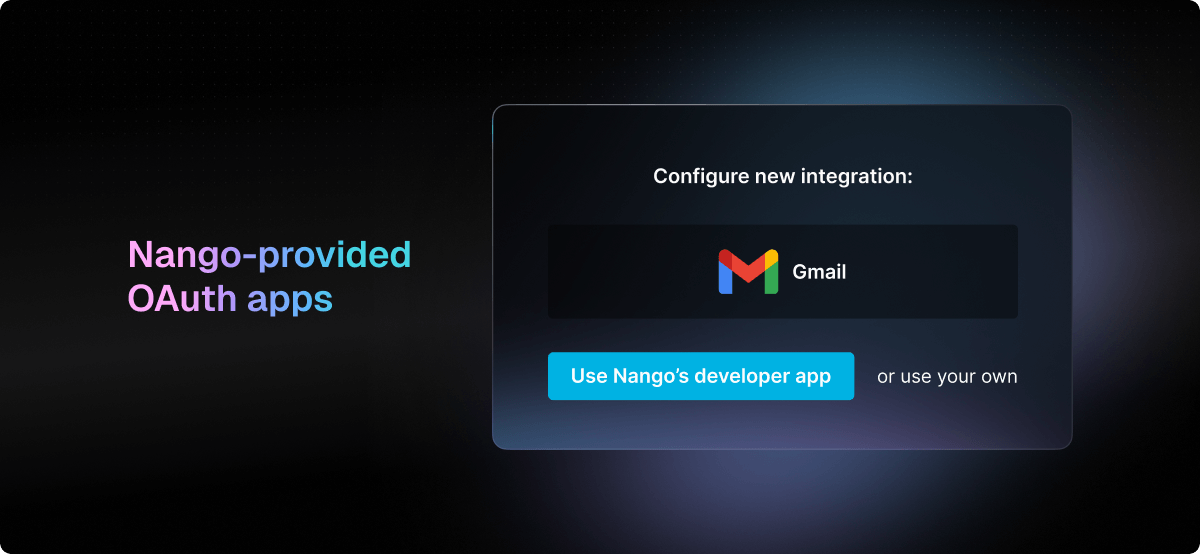 Nango-provided OAuth apps for testing illustration
