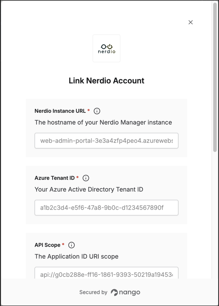 Nerdio - How do I link my account? - Nango Docs