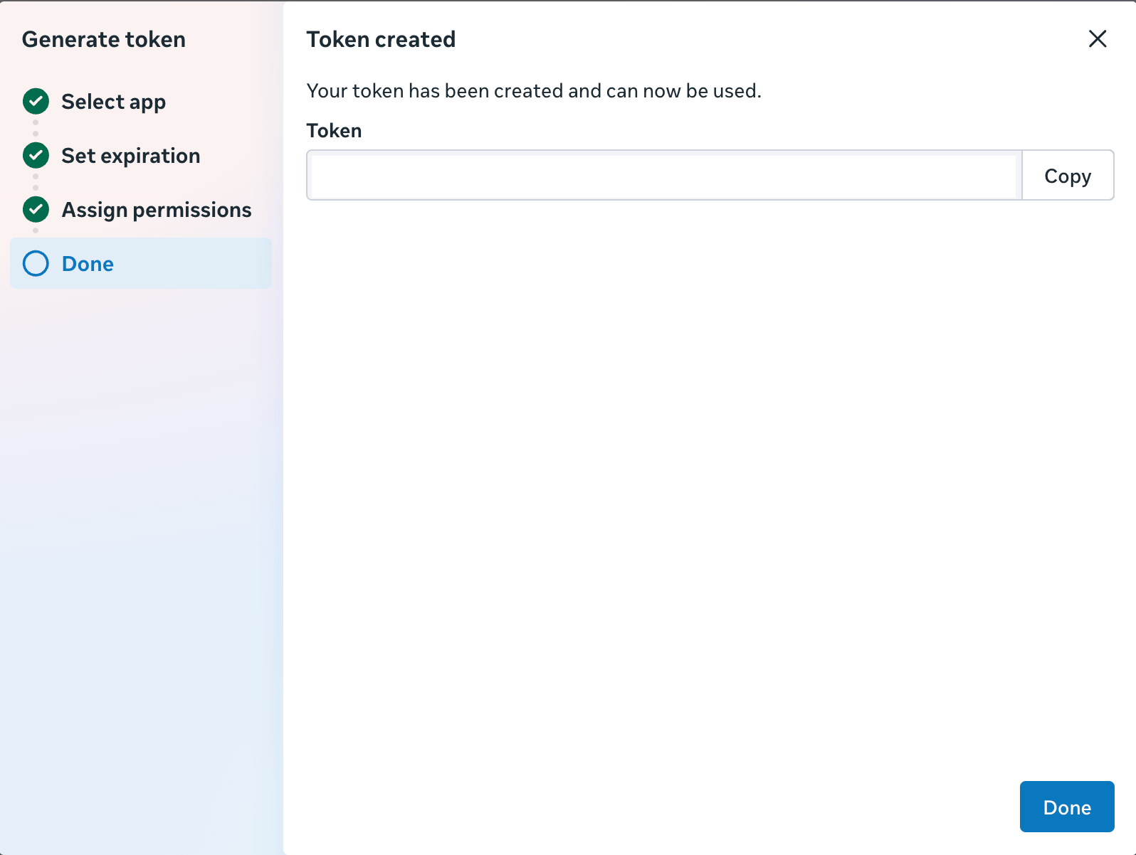 Generated system user access token in Meta Business Settings