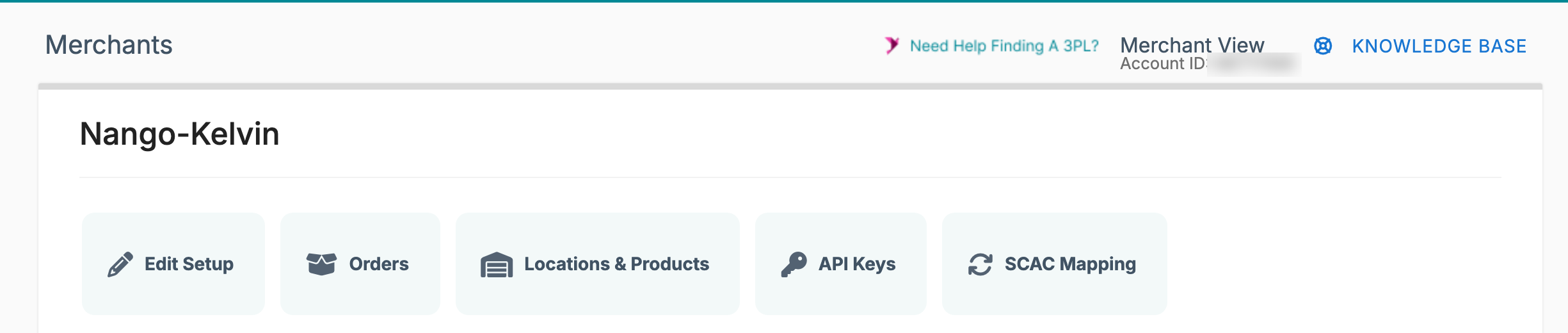 Extensiv Integration Manager merchant page with the API Keys button
