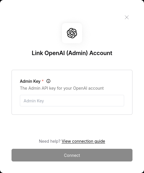 OpenAI Administration - How to Connect Your Account - Nango Docs