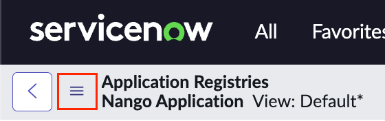 ServiceNow Application Registry