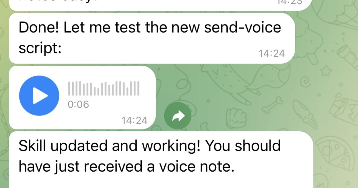 TTS からの Telegram ボイスノート出力